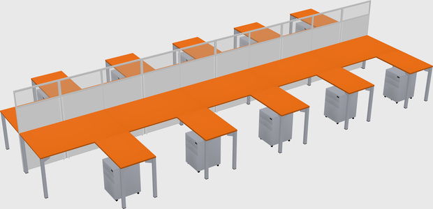 Shared l-shape cubicle