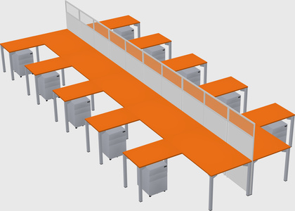 Shared l-shape cubicle
