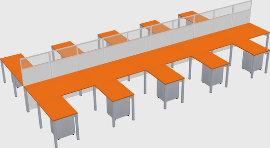 Shared l-shape cubicle