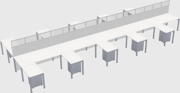 Shared l-shape cubicle