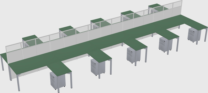 Shared l-shape cubicle