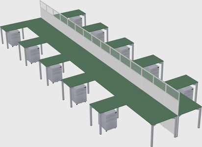 Shared l-shape cubicle