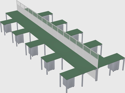 Shared l-shape cubicle