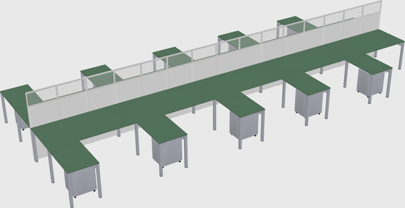 Shared l-shape cubicle