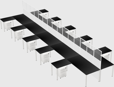 Shared l-shape cubicle