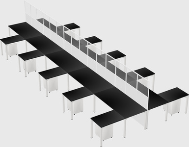 Shared l-shape cubicle