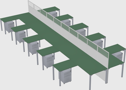 Shared l-shape cubicle