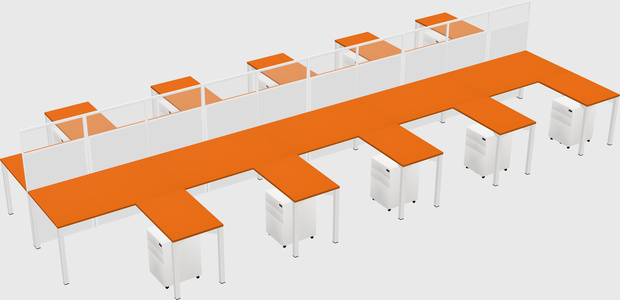 Shared l-shape cubicle