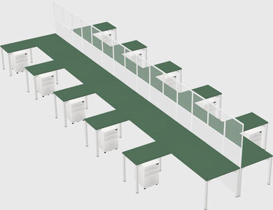 Shared l-shape cubicle