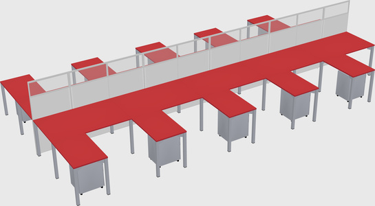 Shared l-shape cubicle