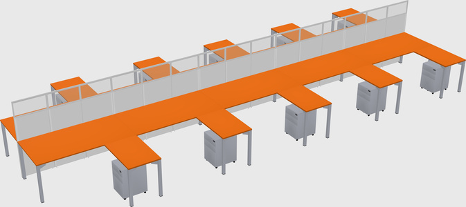 Shared l-shape cubicle