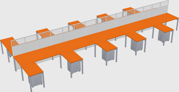 Shared l-shape cubicle