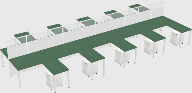 Shared l-shape cubicle