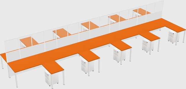 Shared l-shape cubicle
