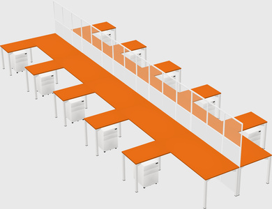 Shared l-shape cubicle