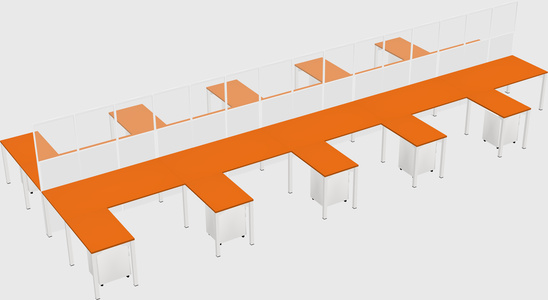 Shared l-shape cubicle