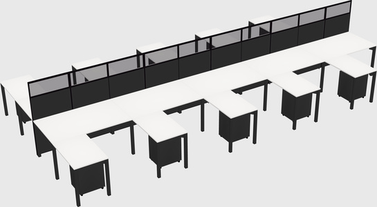 Shared l-shape cubicle
