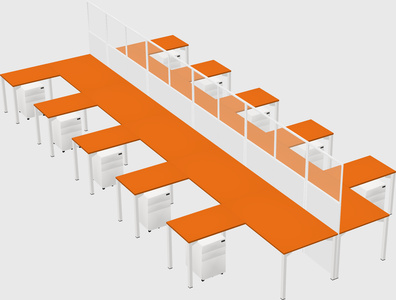 Shared l-shape cubicle