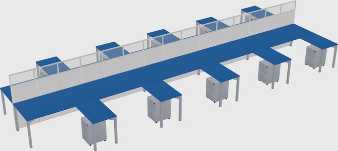 Shared l-shape cubicle