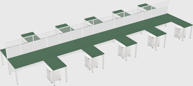 Shared l-shape cubicle