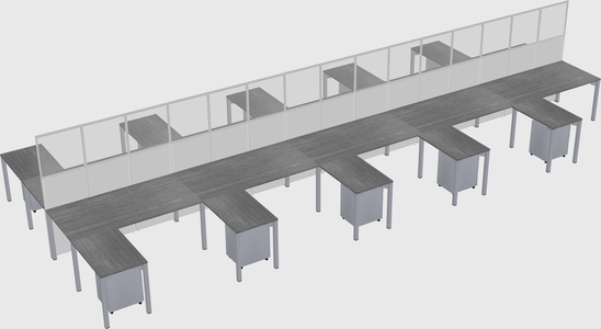Shared l-shape cubicle
