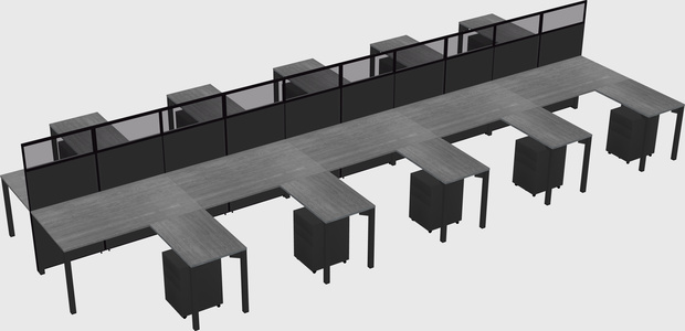 Shared l-shape cubicle