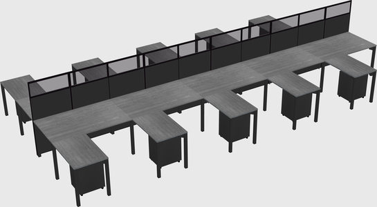 Shared l-shape cubicle