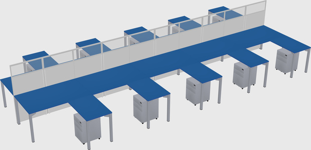 Shared l-shape cubicle