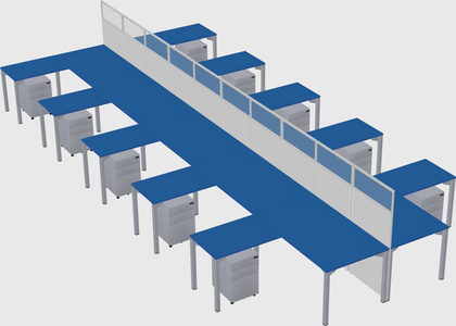 Shared l-shape cubicle