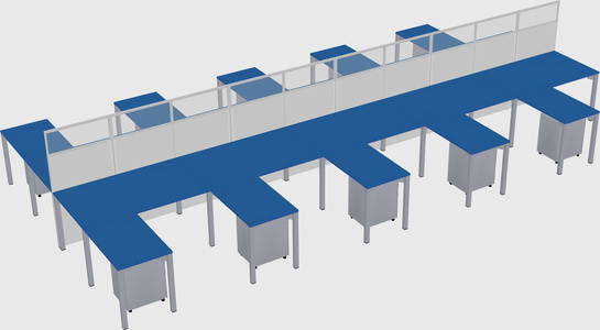Shared l-shape cubicle