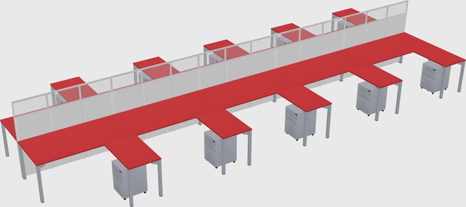 Shared l-shape cubicle