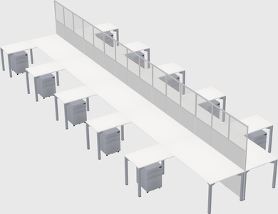 Shared l-shape cubicle