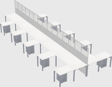 Shared l-shape cubicle