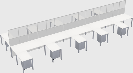 Shared l-shape cubicle