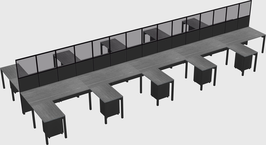 Shared l-shape cubicle