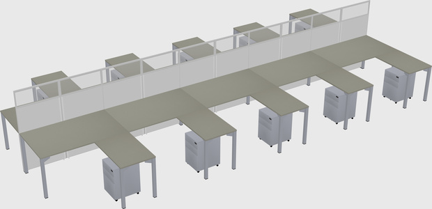 Shared l-shape cubicle