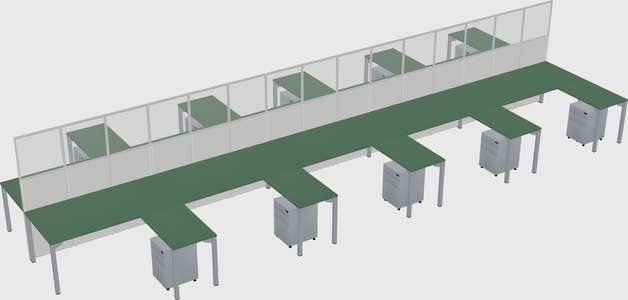 Shared l-shape cubicle