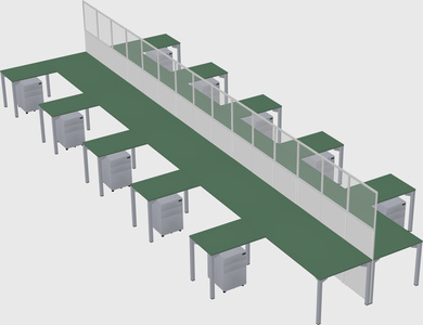 Shared l-shape cubicle