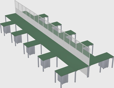 Shared l-shape cubicle
