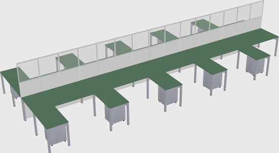 Shared l-shape cubicle
