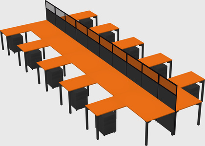 Shared l-shape cubicle