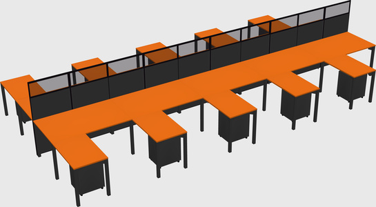 Shared l-shape cubicle