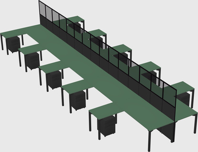 Shared l-shape cubicle