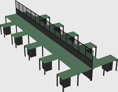 Shared l-shape cubicle