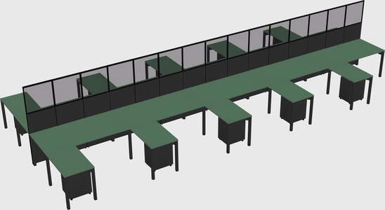 Shared l-shape cubicle