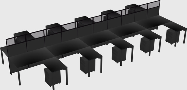 Shared l-shape cubicle