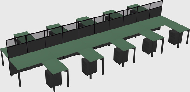 Shared l-shape cubicle