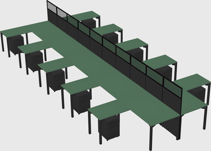 Shared l-shape cubicle
