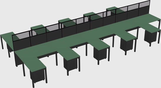 Shared l-shape cubicle