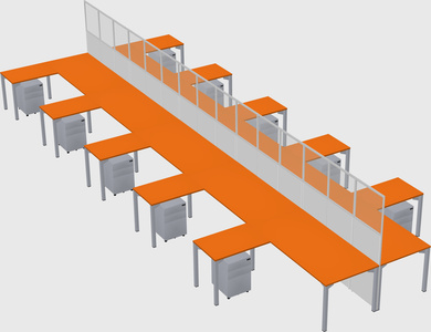 Shared l-shape cubicle